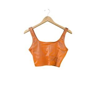 Sexy Y2K Bratz Doll Clubbing Orange Shimmer Crop Top S Rave Festival Sexy Summer